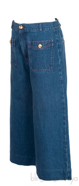 Blue Denim Wide Leg Trouser