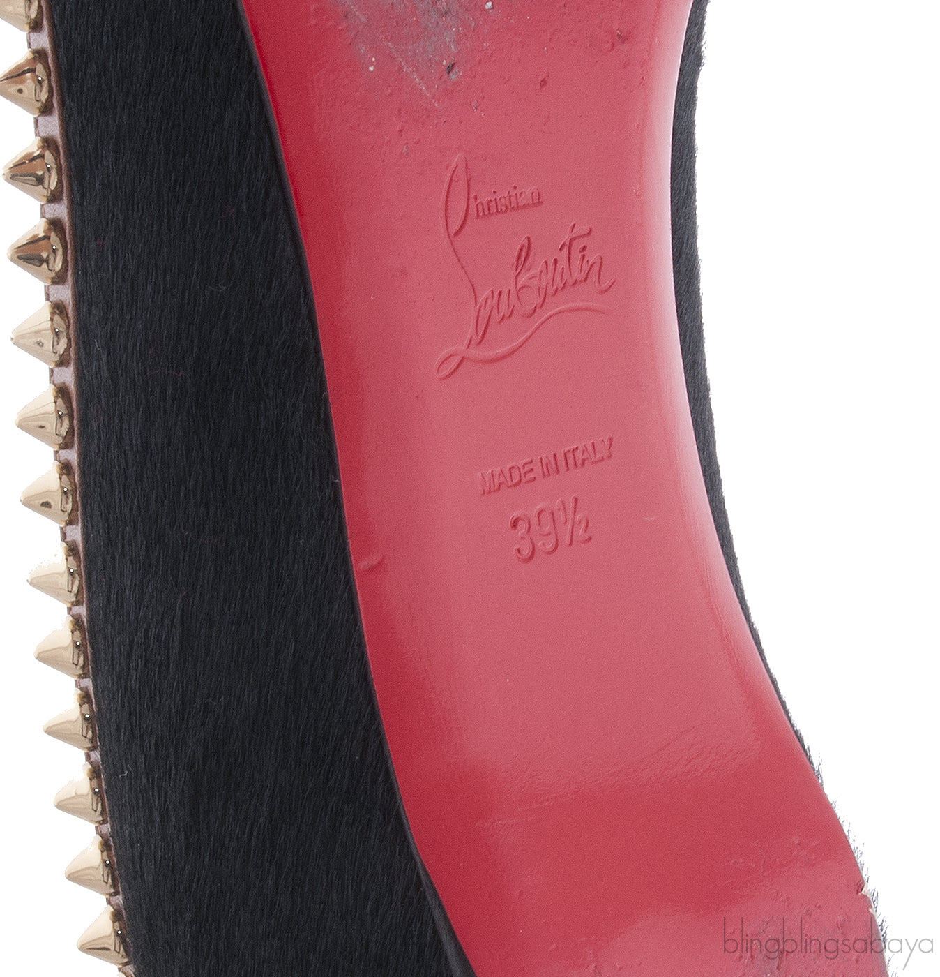 Black Calf Hair Spiked Pointed Toe Flats