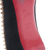 Black Calf Hair Spiked Pointed Toe Flats