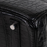 Birkin 35 Black Matte Alligator Crocodile PHW