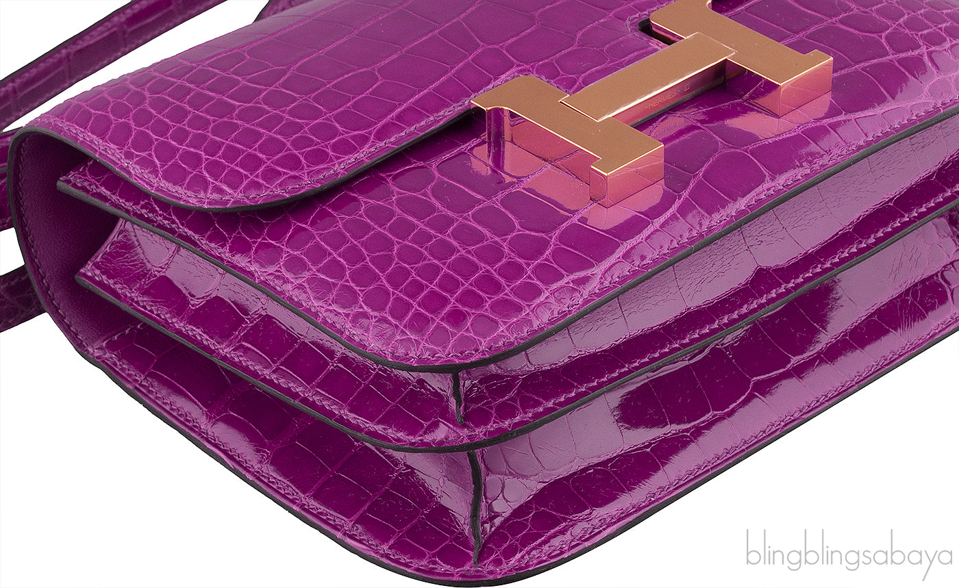 Constance III Mini Rose Pourpre Crocodile