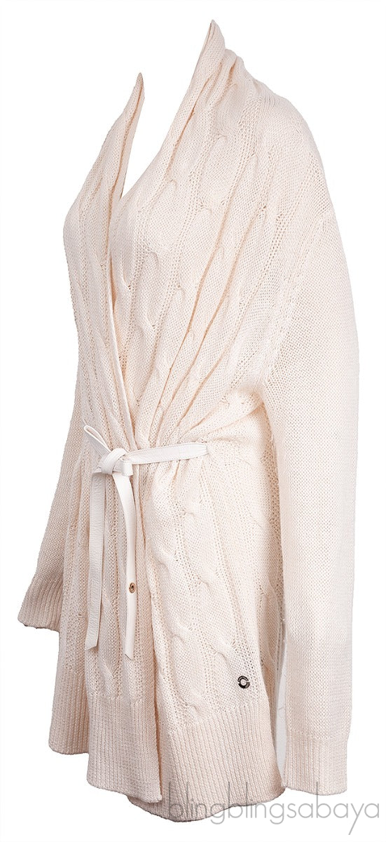 Cable Knit Belted Long Sleeve Cardigan