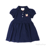 Gucci Navy Blue Cat Embroidered Polo Baby Dress