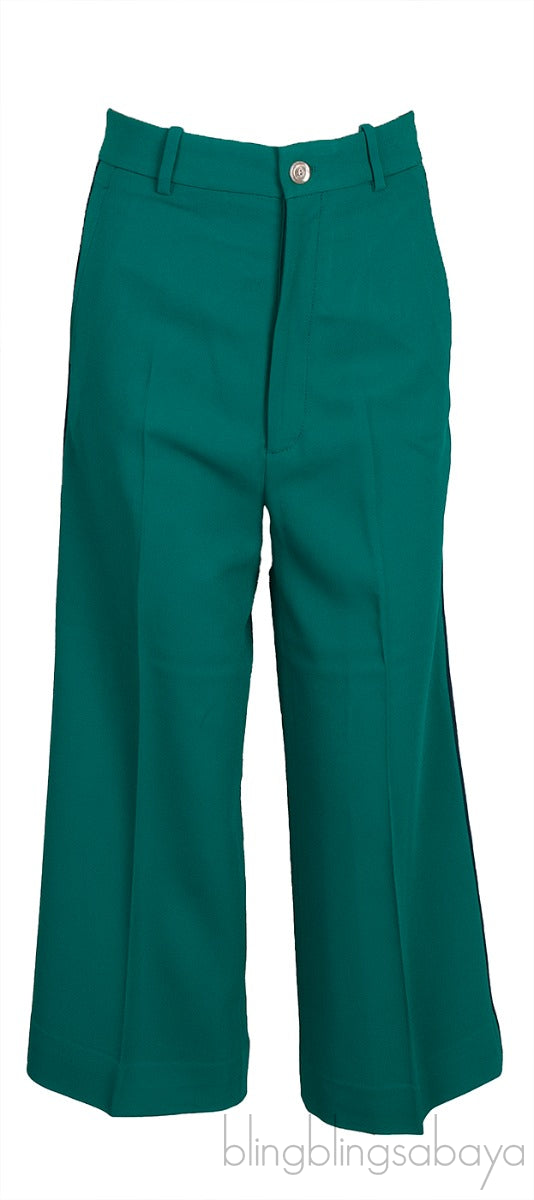 Red Pussy Bow Longsleeve Blouse & Green Trouser