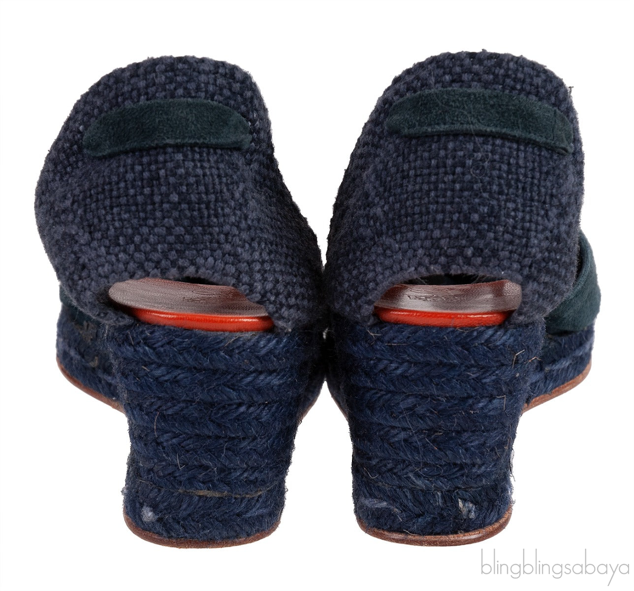 Moss Green and Blue Wedge Espadrille