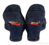 Moss Green and Blue Wedge Espadrille