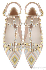 Rockstud Multi-color Leather Flats