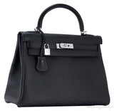 Kelly 32 Black Togo Retourne