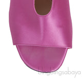 Pink Satin Chunky Heel Sabot Mules 38