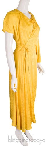 Logo-print Asymmetric Wrap Dress Yellow