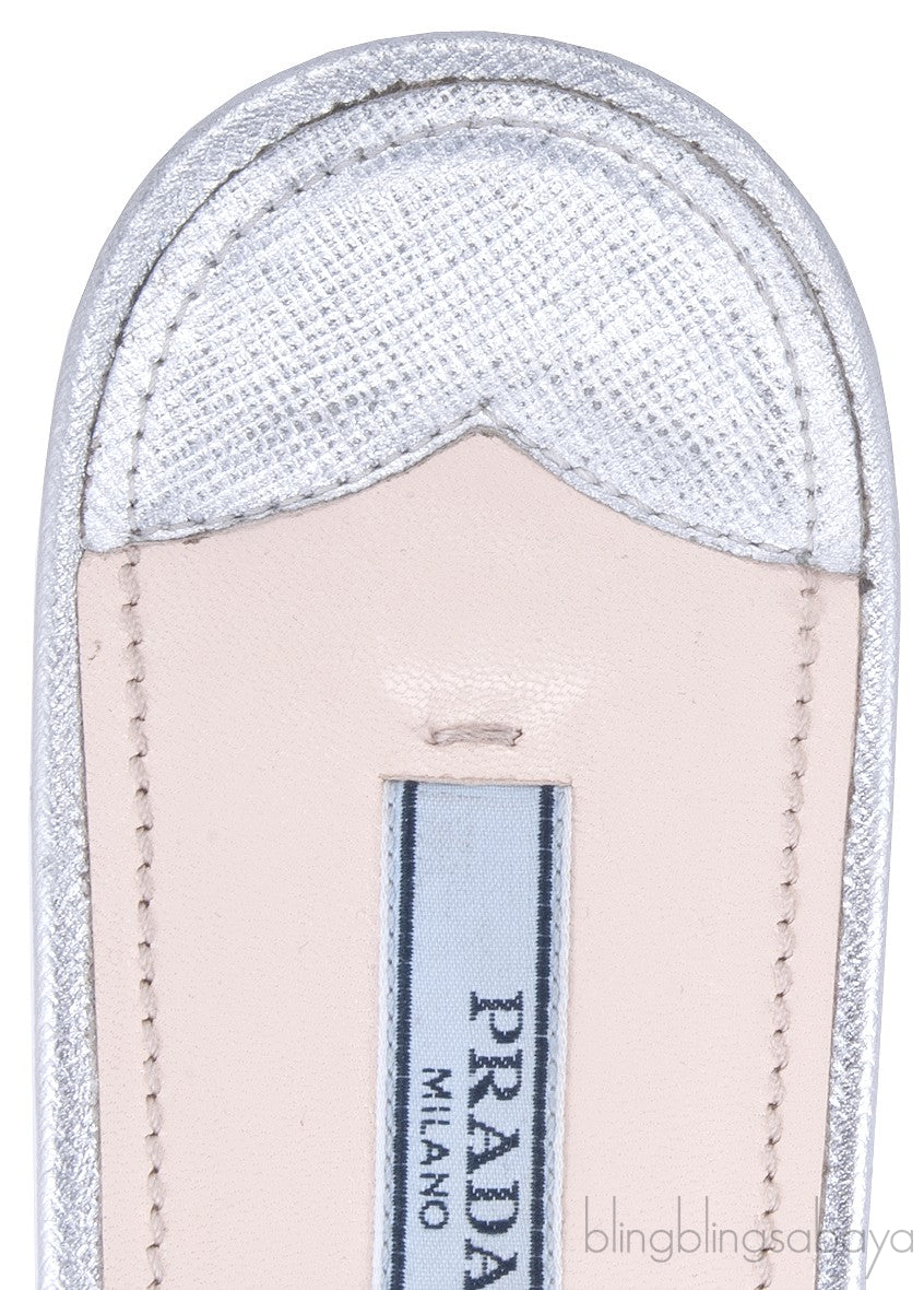 Studs Silver Saffiano Open Toe Slide