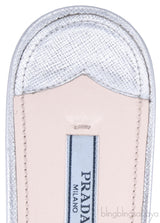 Studs Silver Saffiano Open Toe Slide