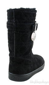 Black Quilted Suede Boots