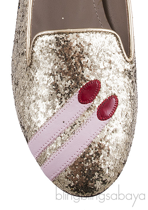 Glitter Nail Polish Gold Flat Shoes