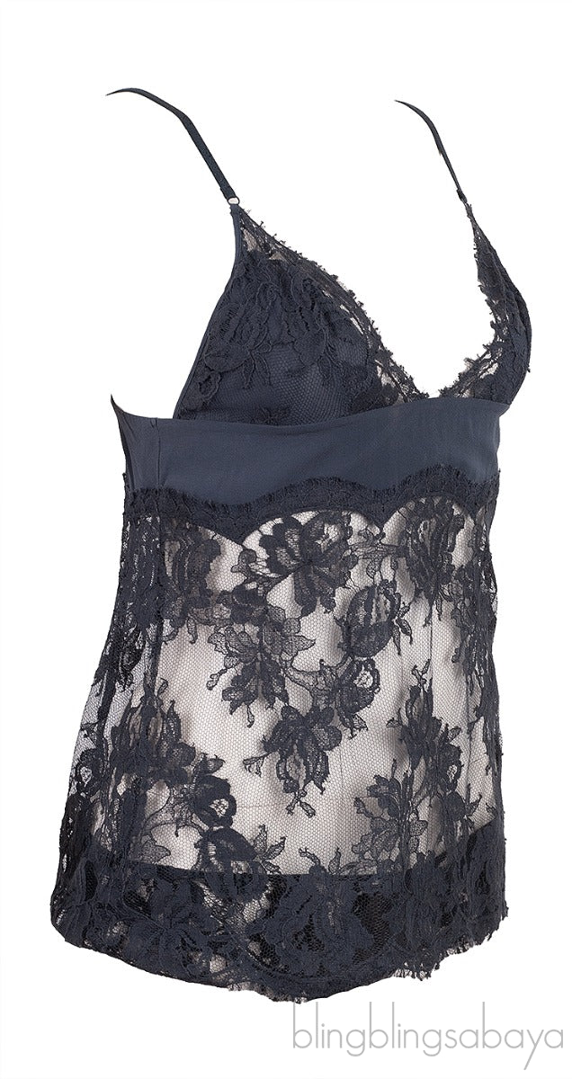 Grey Floral Lace Camisole Set