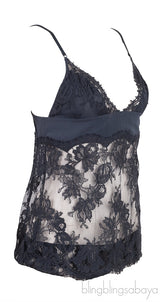 Grey Floral Lace Camisole Set