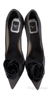 Black Floral Crystal Heels