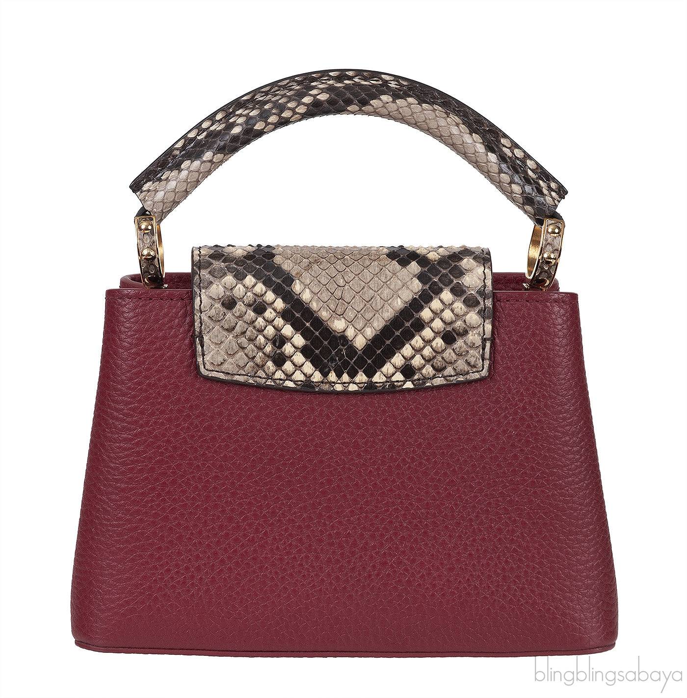 Burgundy Natural Python Mini Capucine Bag