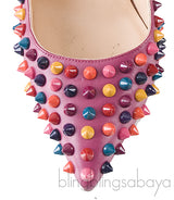 Multicolored Spike Purple Leather Pump