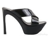 Black Patent Criss-cross Slide Sandals