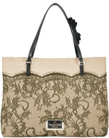 Beige Raffia & Lace Tote