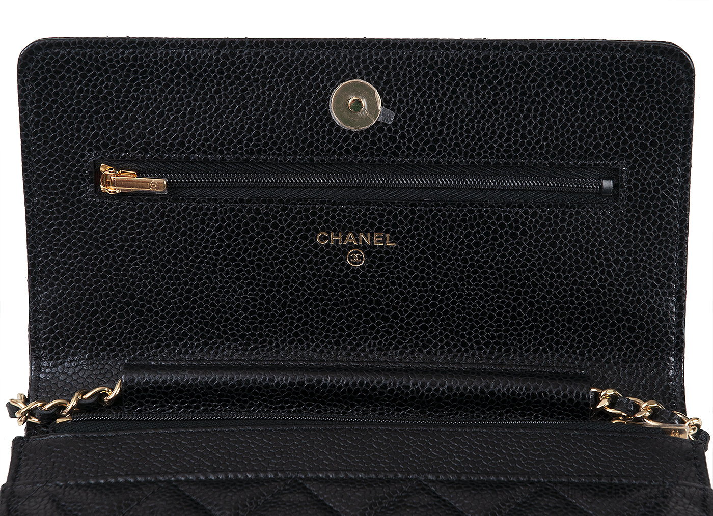 Black Quilted Caviar WOC Wallet on Chain