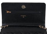 Black Quilted Caviar WOC Wallet on Chain