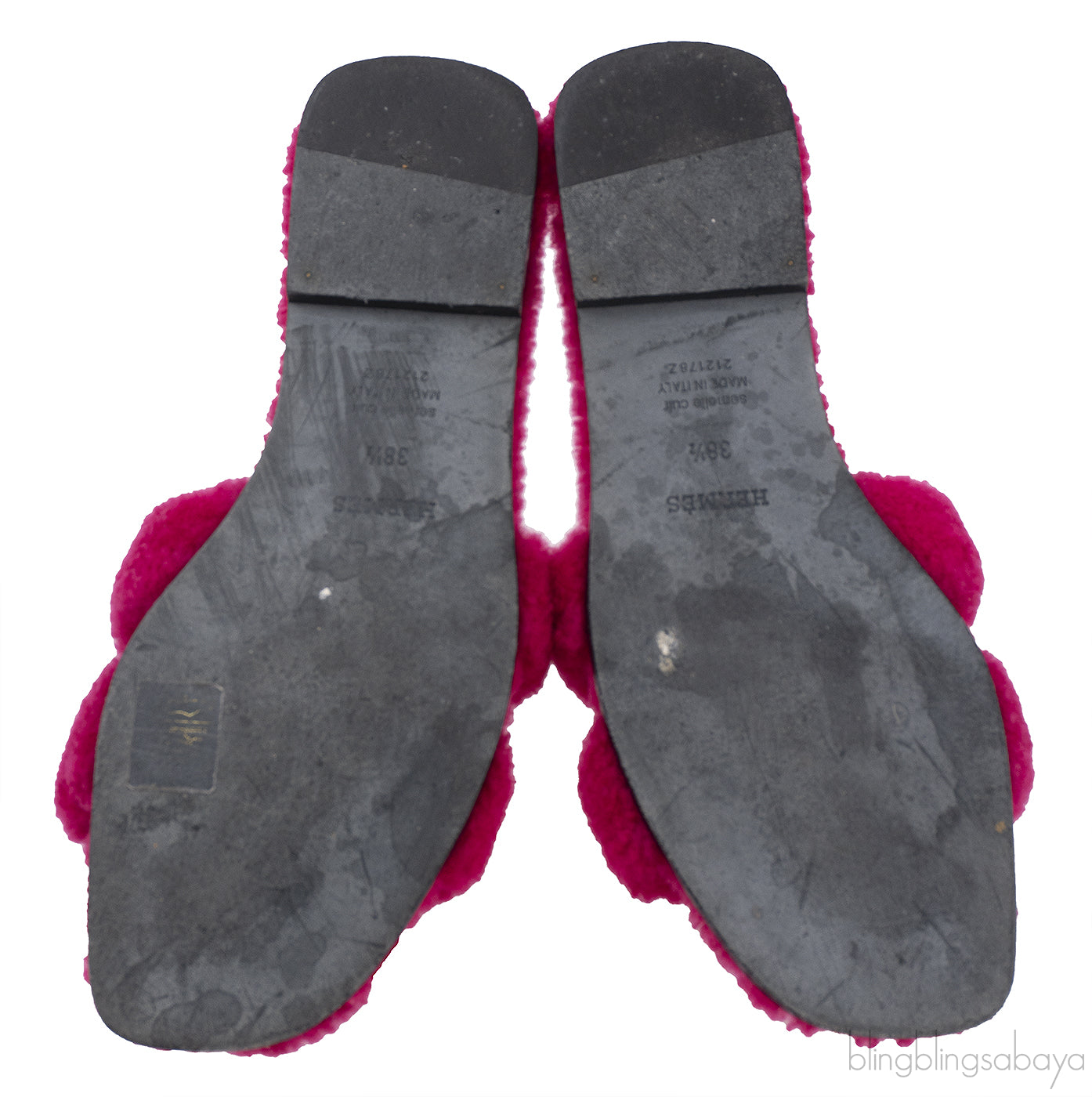Hermes Fuchsia Oran Teddy Bear Sandals