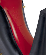 Black Studded Leather Peep Toe Boots