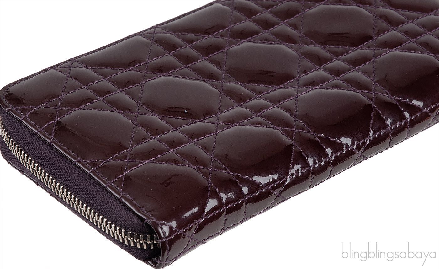Dior Plum Cannage Patent Continental Wallet