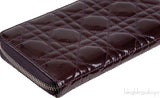 Dior Plum Cannage Patent Continental Wallet