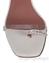 White PVC One Finger Crystal Sandals