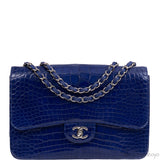 Chanel Classic Blue Crocodile Jumbo Flap Bag