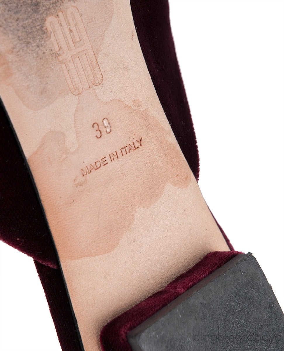 Maroon Stella Velvet Mules