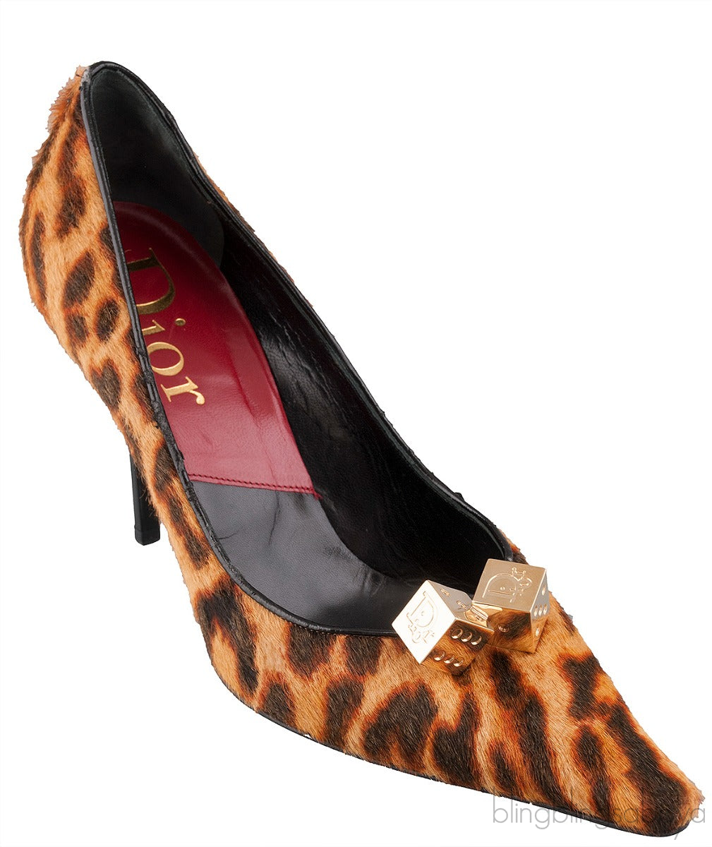 Leopard Calf Hair Dice Pointed Toe Pump