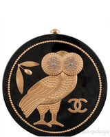 Black Owl Minaudiere Clutch Bag