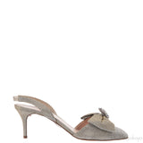 Oscar dela Renta Silver Gold Bow Slingback Heels