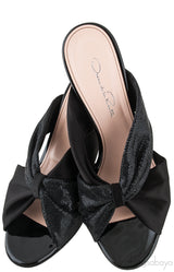 Glen Black Satin Mules