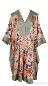 Beige Floral Print Tunic Dress