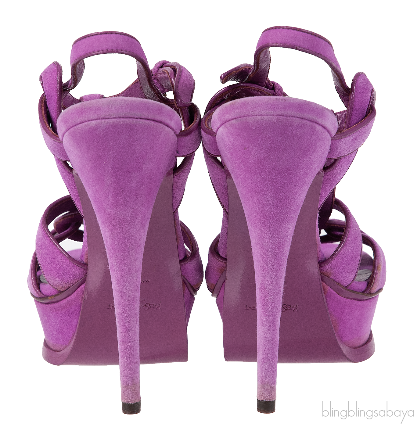 YVES SAINT LAURENT Purple Suede Tribute Sandals