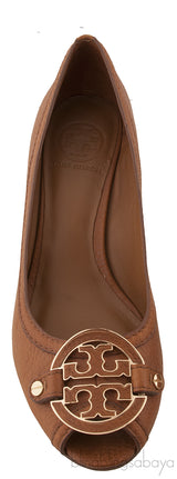 Brown Peep Wedge Heels