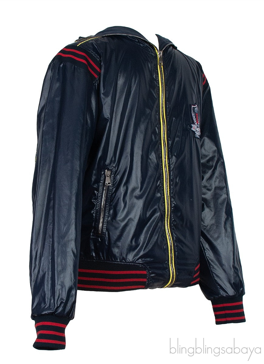 Blue Nylon Men\'s Hoodie Jacket