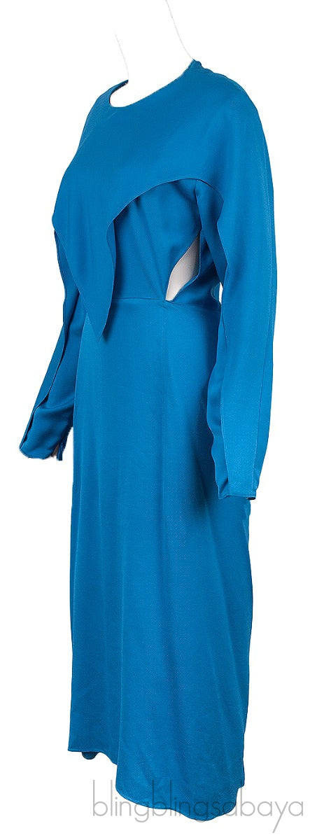 Blue Longsleeve Asymmetric Dress