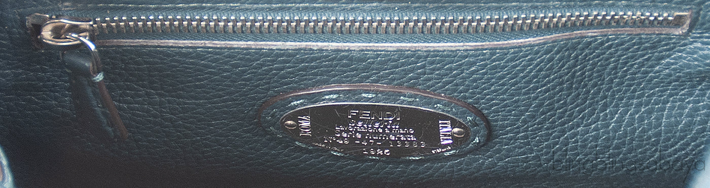 Fendi Selleria Peekaboo Dark Green Medium Python Handle Bag