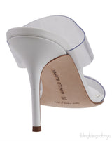 Manolo Blahnik White Clear ECO PVC Scolto Open Toe Mules