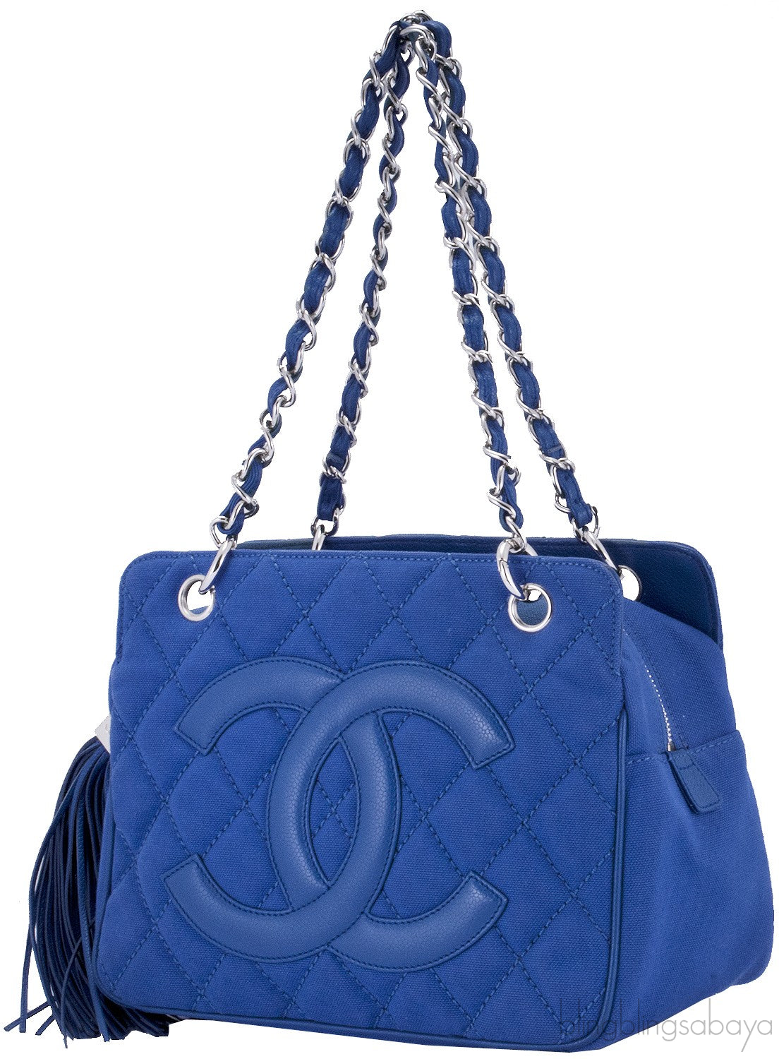 CC Denim Quilted Tassel Handbag