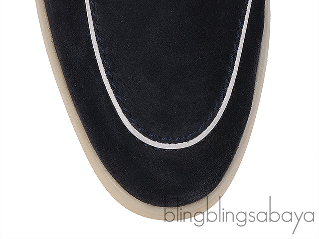 Loro Piana Charm Walk Babouche Suede Black Mules