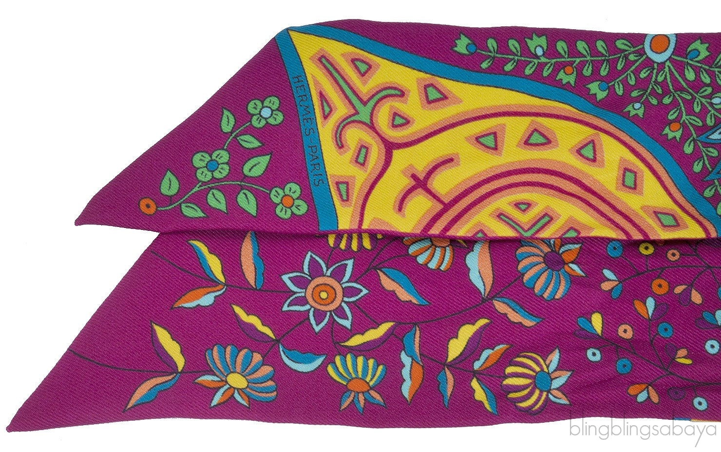 Pink Multicolor Printed Twilly