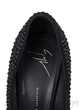 Black Crystal Embellished Peep Toe Heels
