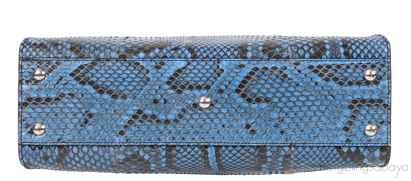 Peekaboo Medium Blue Python Bag